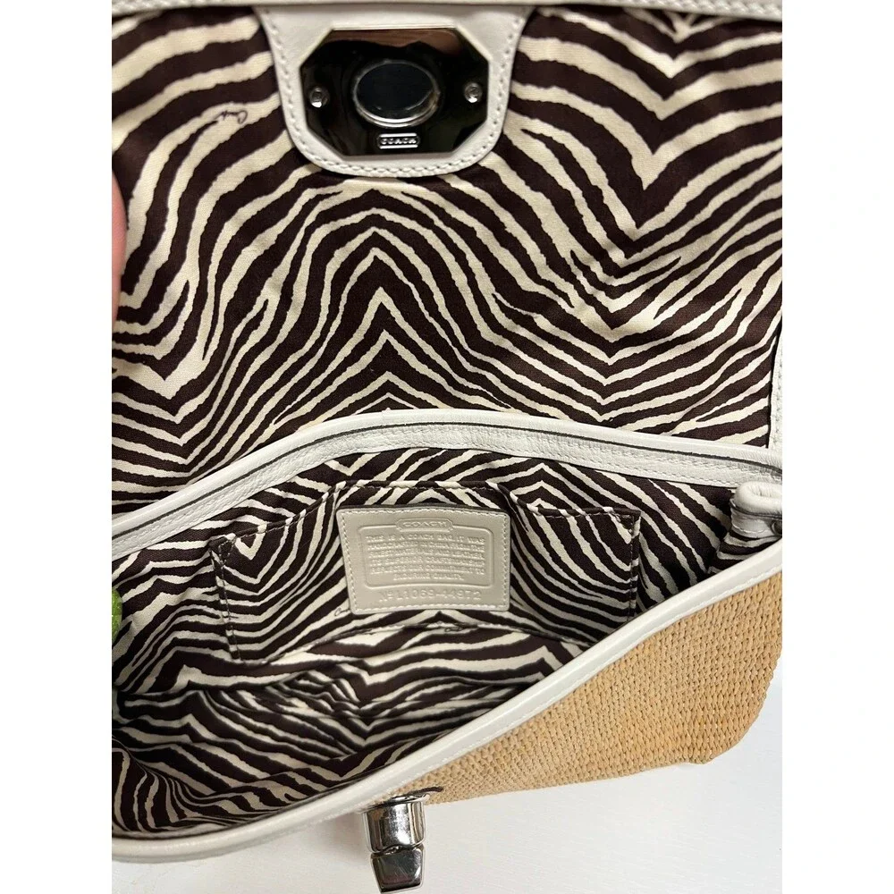 Coach Natalie Limited Edition Tea Rose Straw Clutch